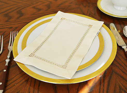 Appetizer Cocktail Napkin. Pearled Ivory color. 6" x 9"